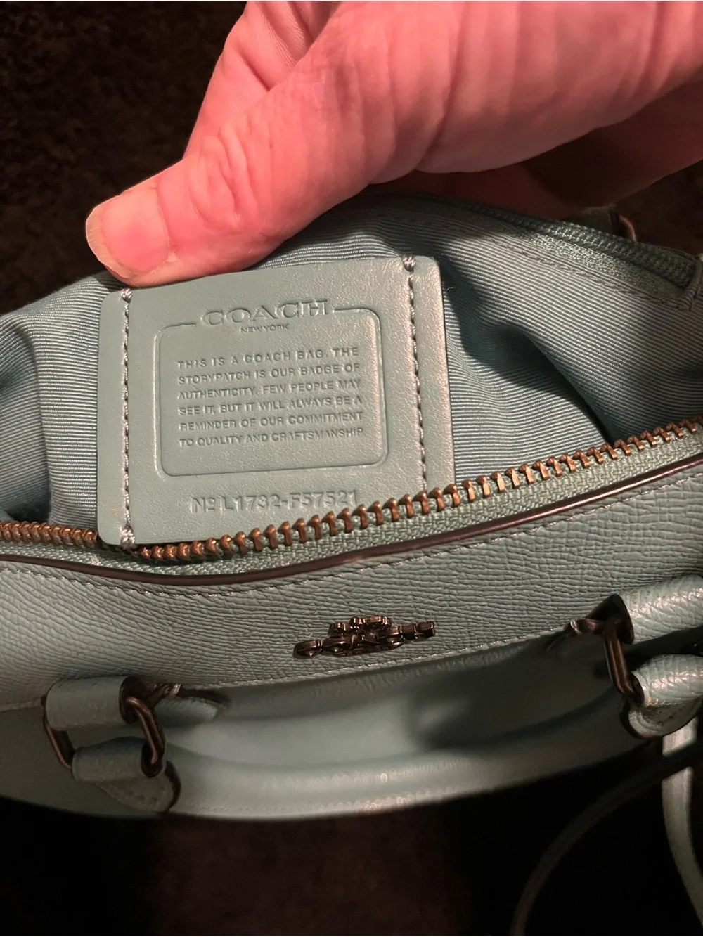 Coach Pebbled Leather Satchel in Teal/Mint